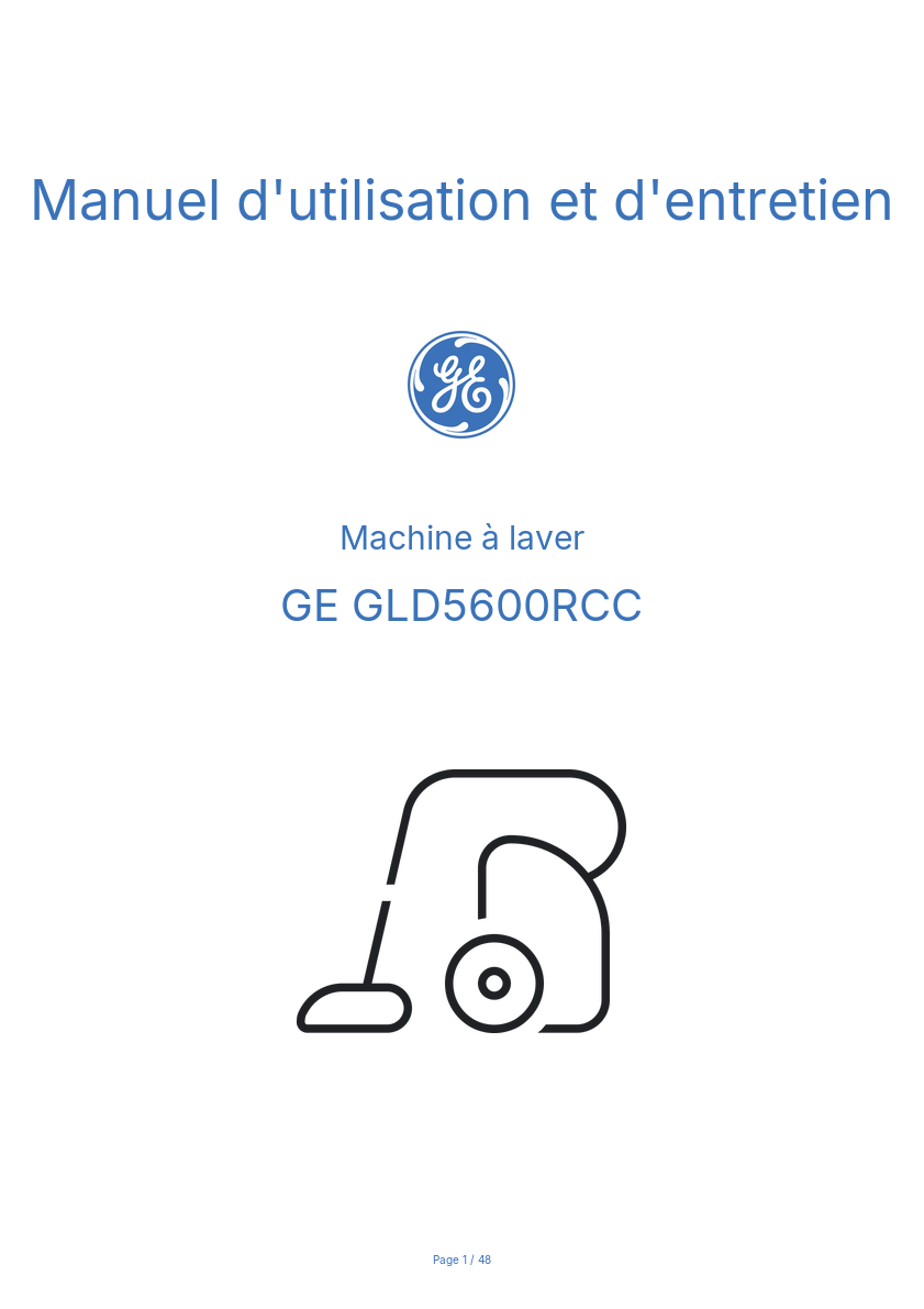 Page 1 de la notice Manuel d'utilisation et d'entretien GE GLD5600RCC