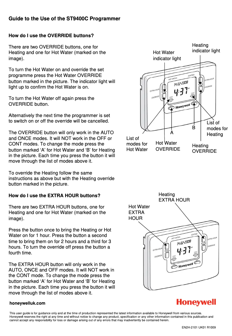 Página 1 del manual Manual de usuario Honeywell ST9400C