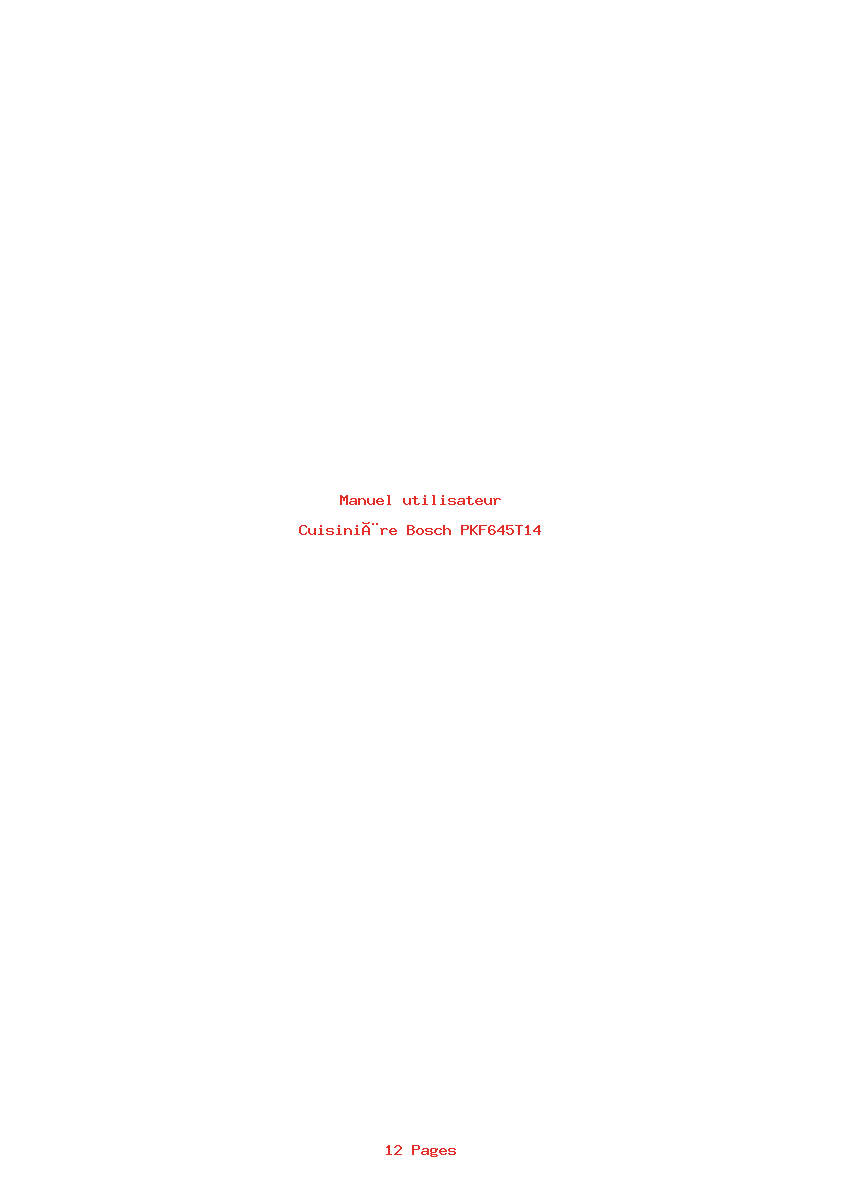Page 1 de la notice Manuel utilisateur Bosch PKF645T14