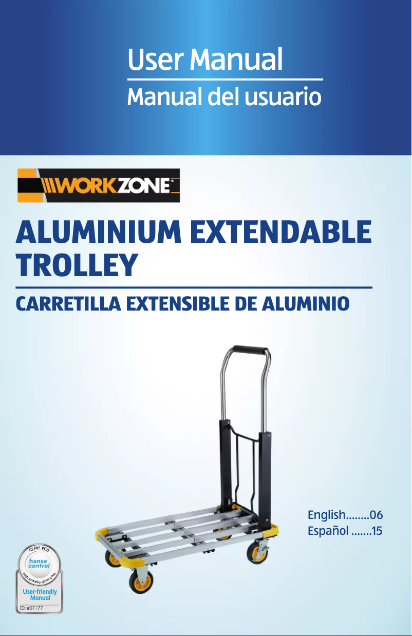 Page 1 de la notice Manuel utilisateur Workzone Aluminium Extendable Trolley AET14