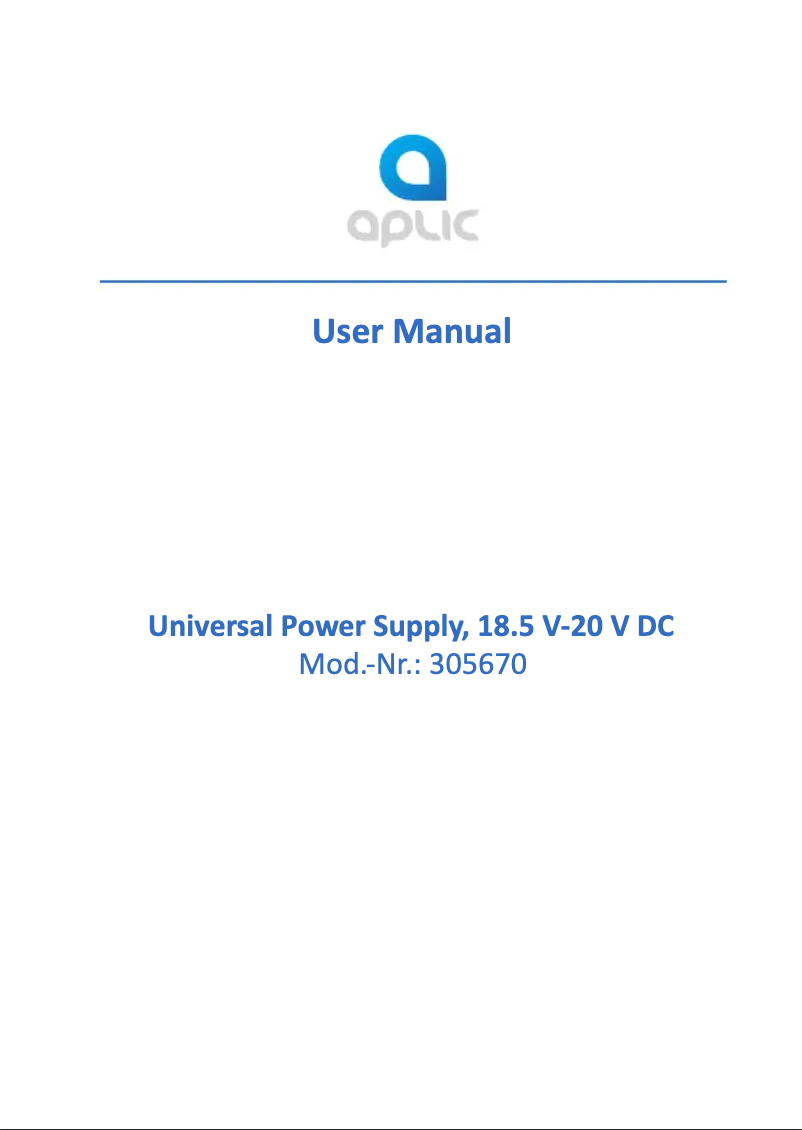 Page 1 de la notice Manuel utilisateur Aplic 305670