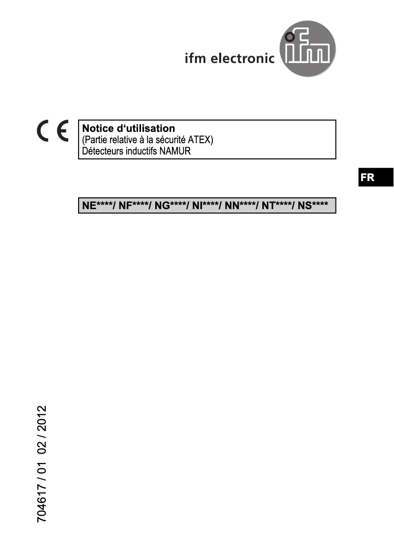 Page 1 de la notice Manuel utilisateur IFM NI5007