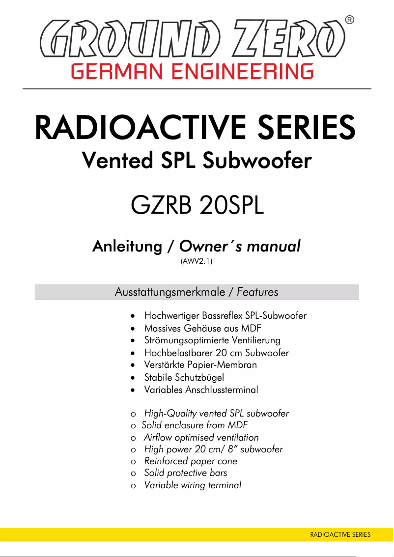 Página 1 del manual Manual de usuario Ground Zero GZRB 20SPL