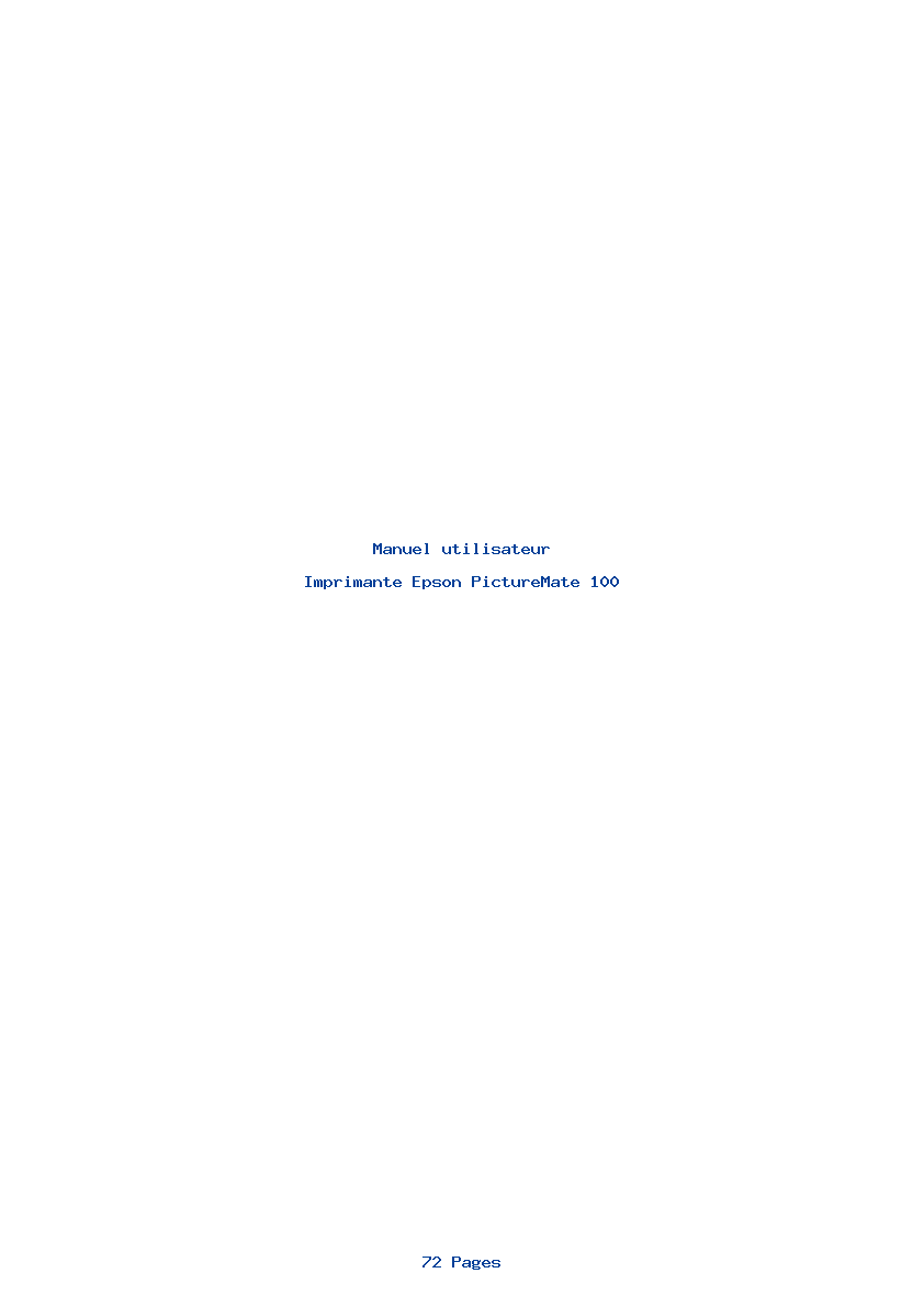 Page 1 de la notice Manuel utilisateur Epson PictureMate 100
