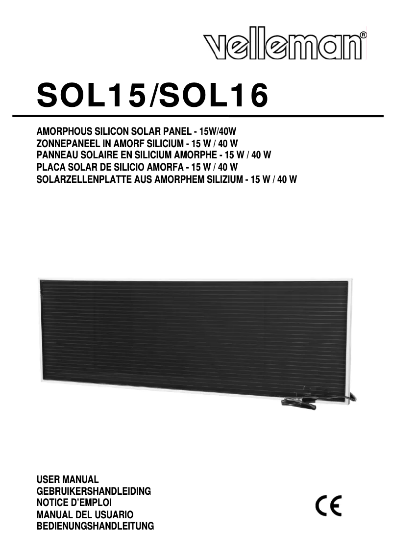 Page 1 de la notice Manuel utilisateur Velleman SOL15