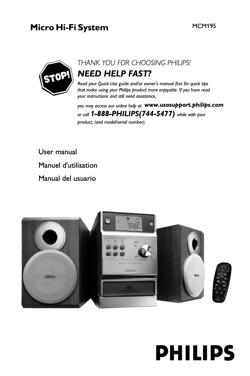 Page 1 of the manual User Manual Philips MCM195