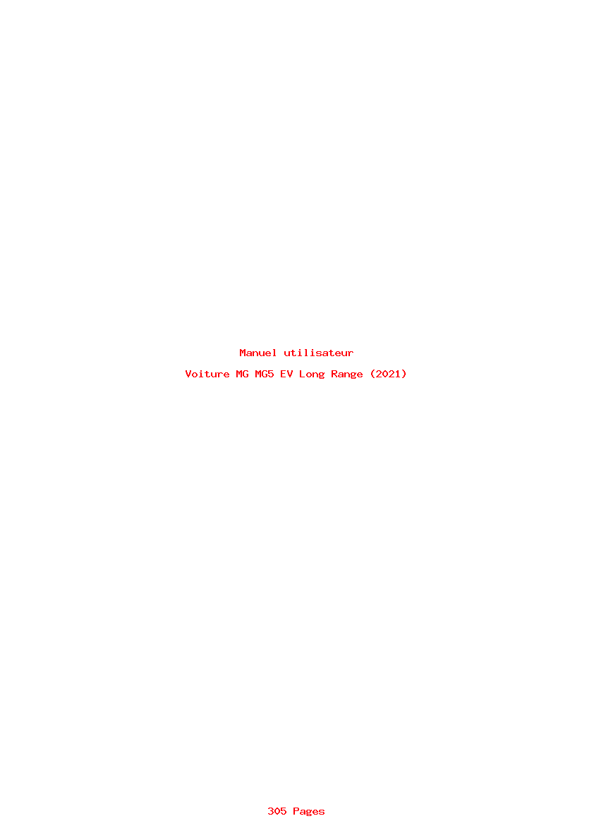 Page 1 de la notice Manuel utilisateur MG MG5 EV Long Range (2021)
