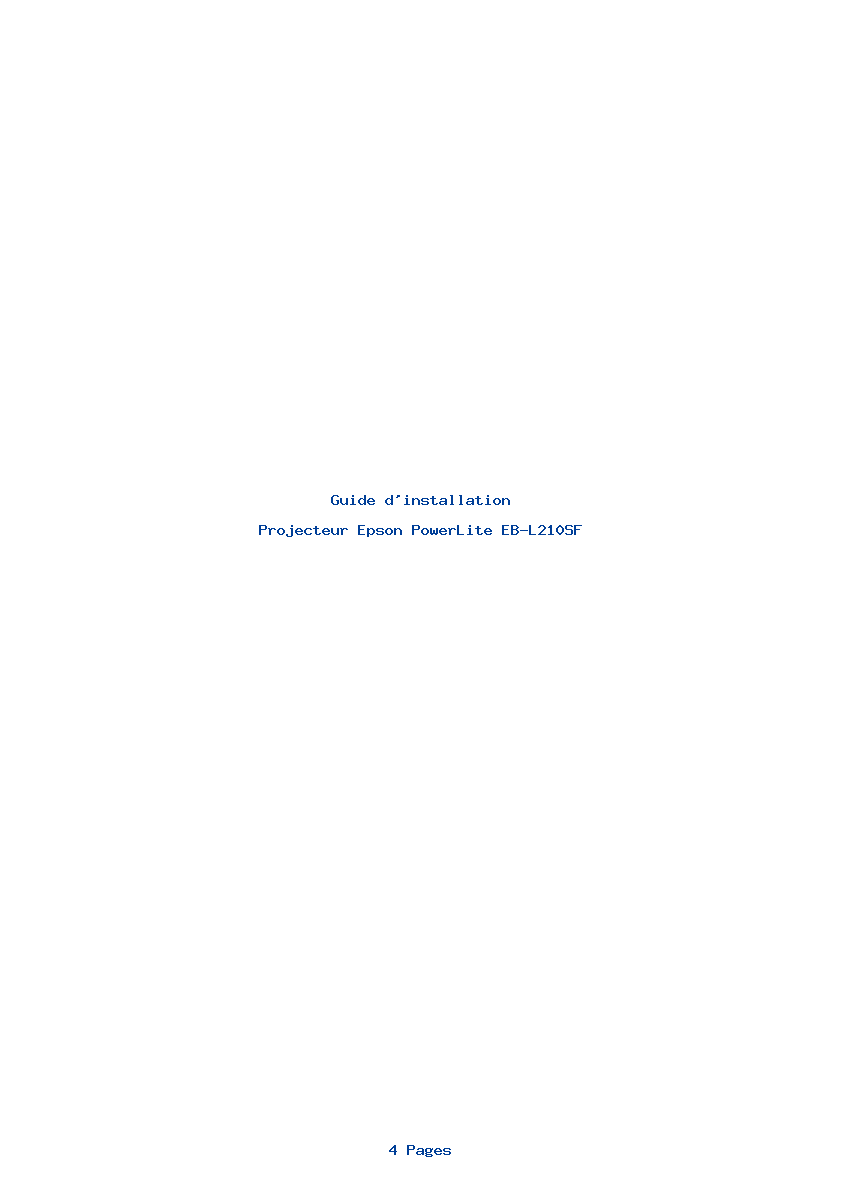 Page 1 de la notice Guide d'installation Epson PowerLite EB-L210SF
