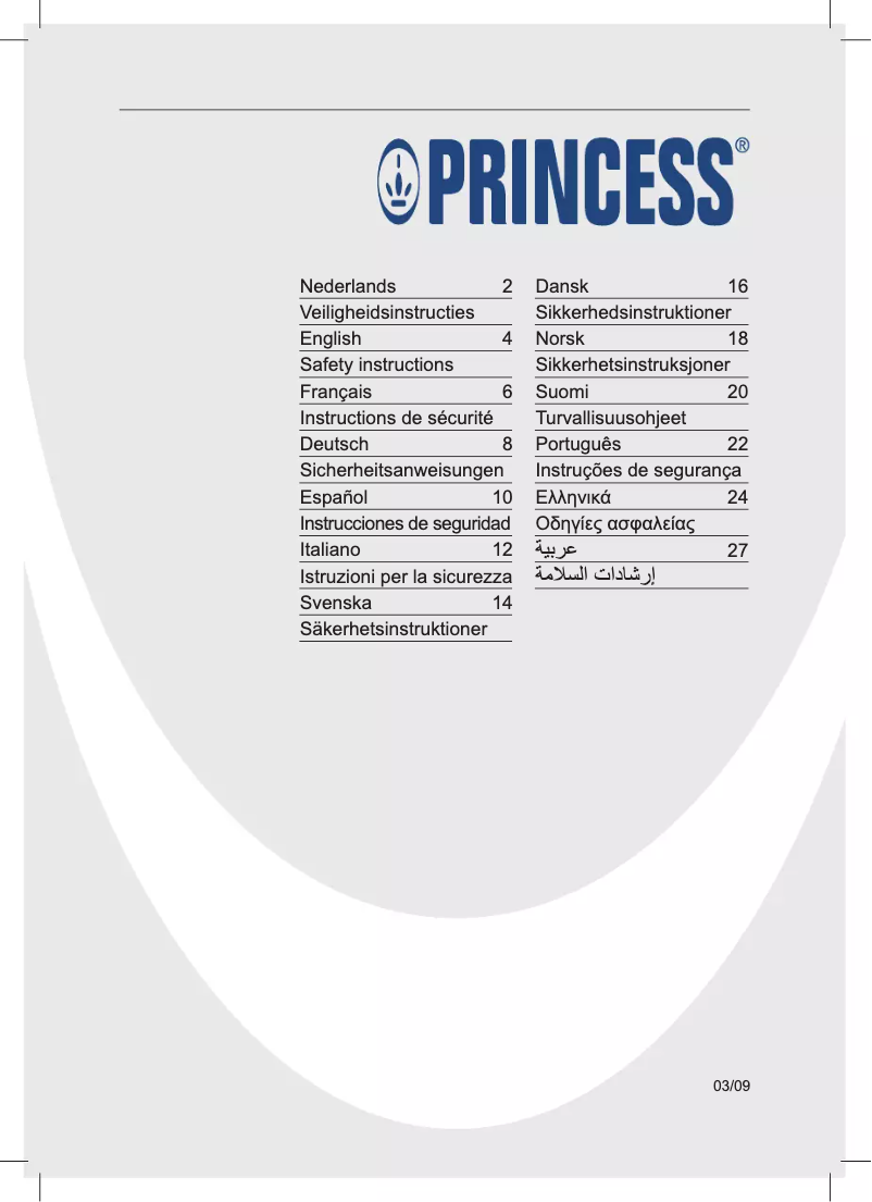 Page 1 de la notice Manuel utilisateur Princess 509201