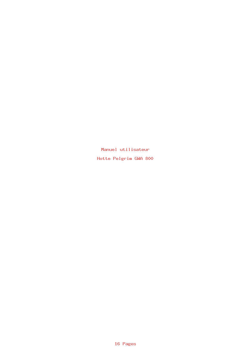 Page 1 de la notice Manuel utilisateur Pelgrim GWA 800