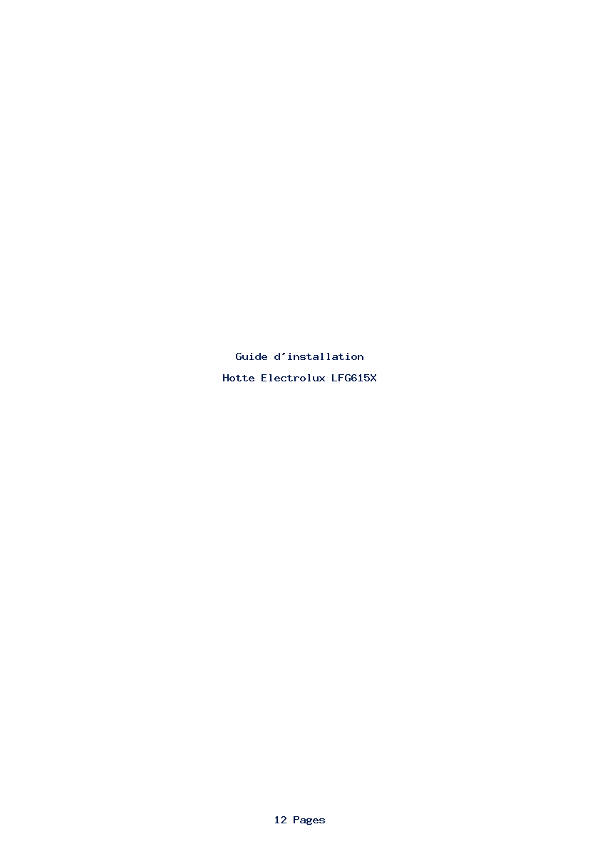 Page 1 de la notice Guide d'installation Electrolux LFG615X