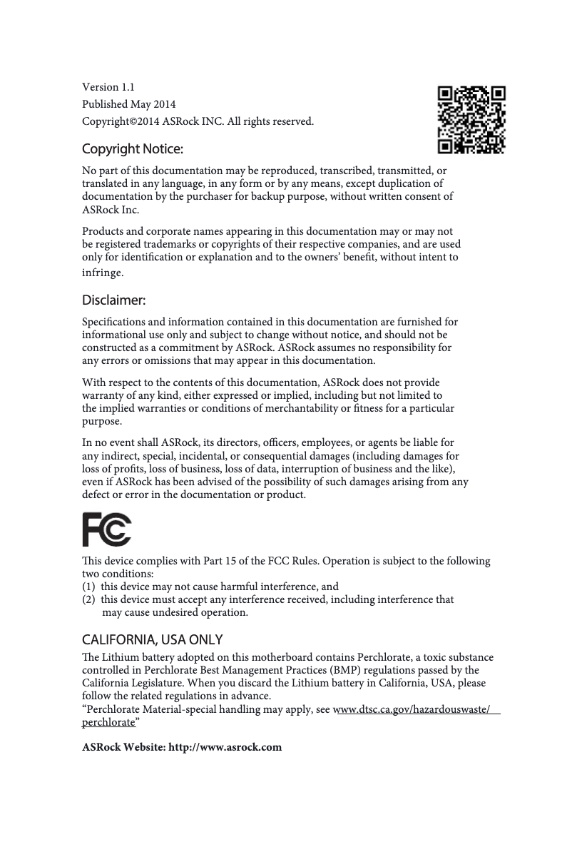 Page 1 de la notice Manuel utilisateur Asrock Z97 Extreme3