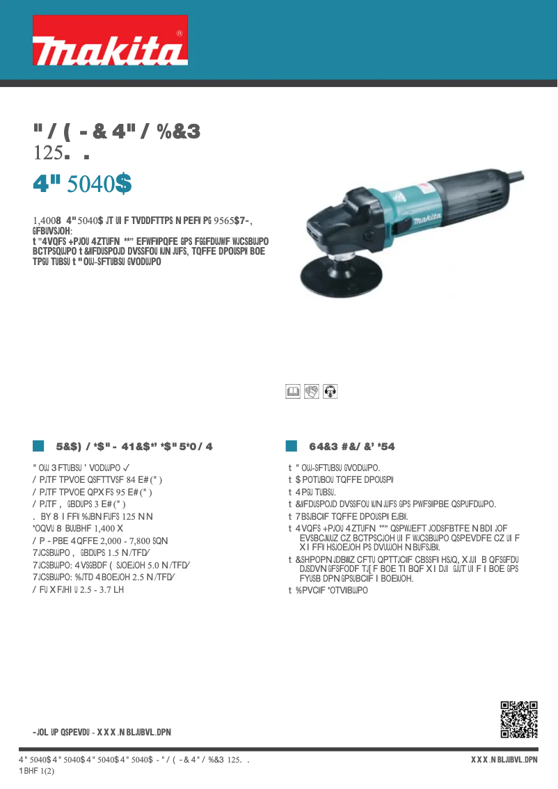 Page 1 de la notice Fiche technique Makita SA5040C