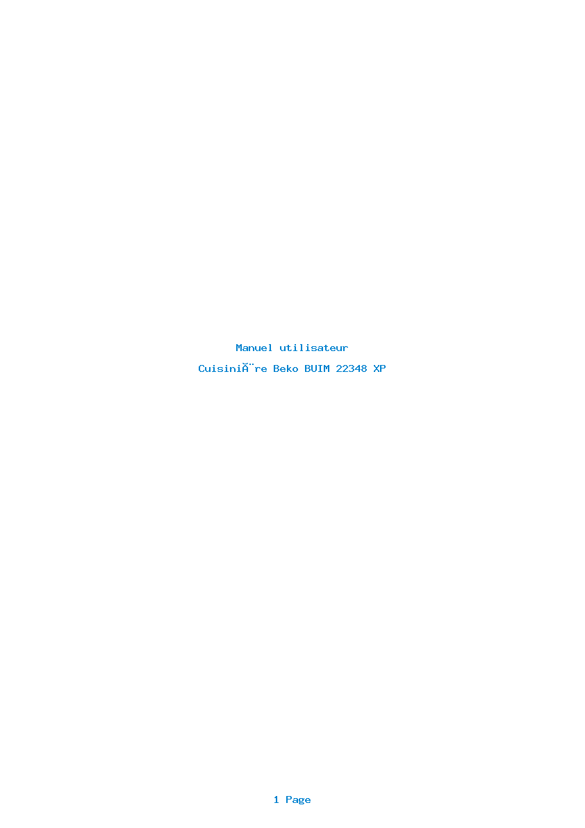 Page 1 de la notice Manuel utilisateur Beko BUIM 22348 XP