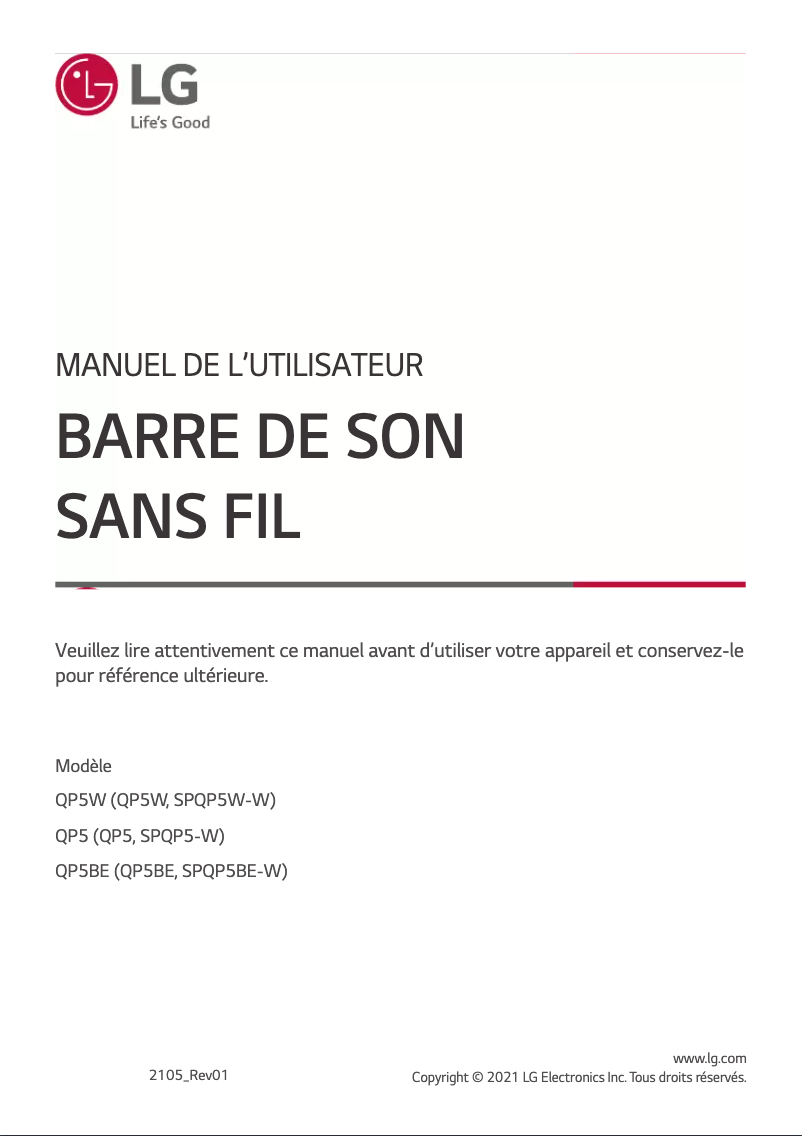 Page 1 of the manual User Manual LG QP5