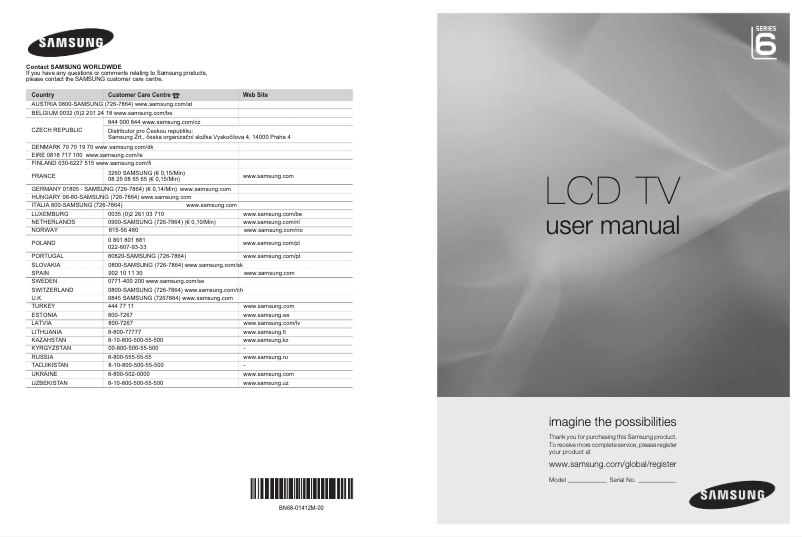Page 1 de la notice Manuel utilisateur Samsung LE22A656A1D