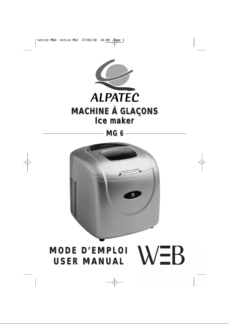 Page 1 de la notice Manuel utilisateur Alpatec MG 6
