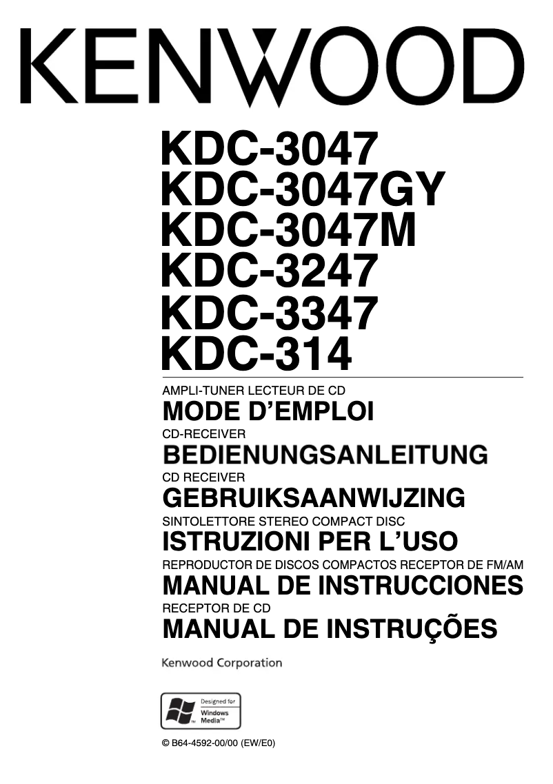 Page 1 de la notice Manuel utilisateur Kenwood KDC-314A