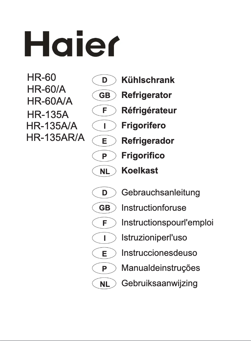 Page 1 de la notice Manuel utilisateur Haier HR-60