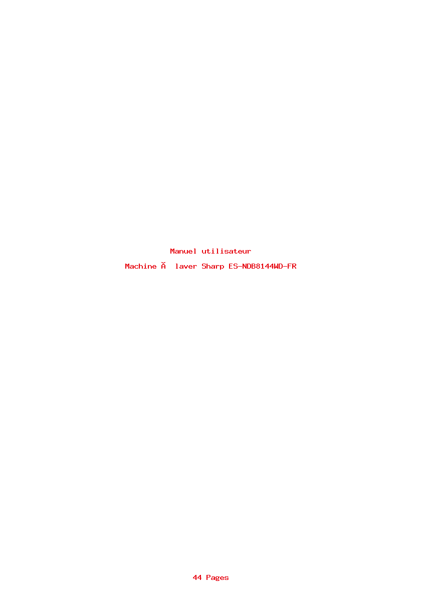 Page 1 de la notice Manuel utilisateur Sharp ES-NDB8144WD-FR