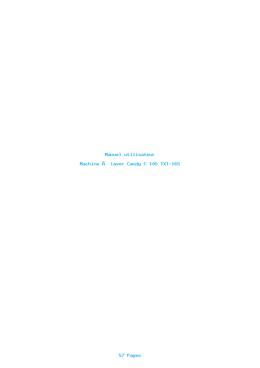 Page 1 de la notice Manuel utilisateur Candy C 105 TXT-16S