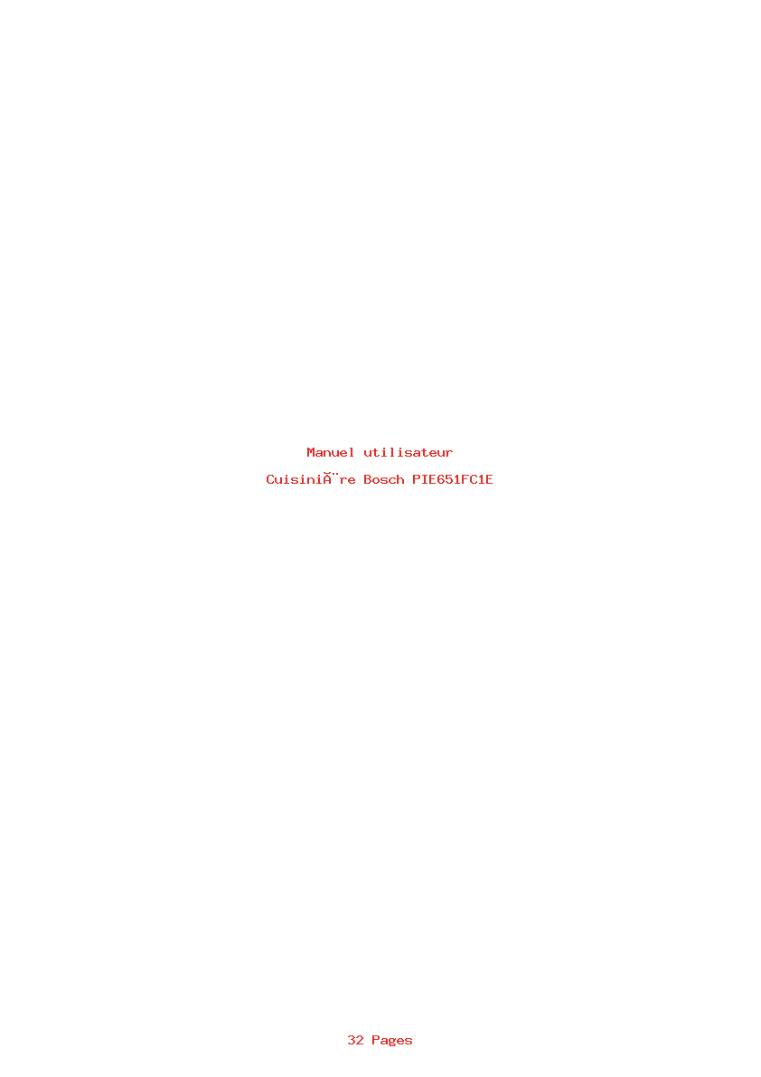Page 1 de la notice Manuel utilisateur Bosch PIE651FC1E