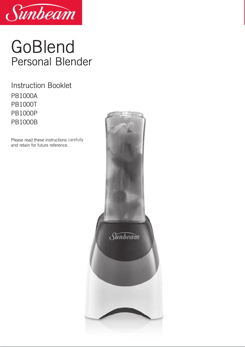 Page 1 de la notice Manuel utilisateur Sunbeam GoBlend PB1000