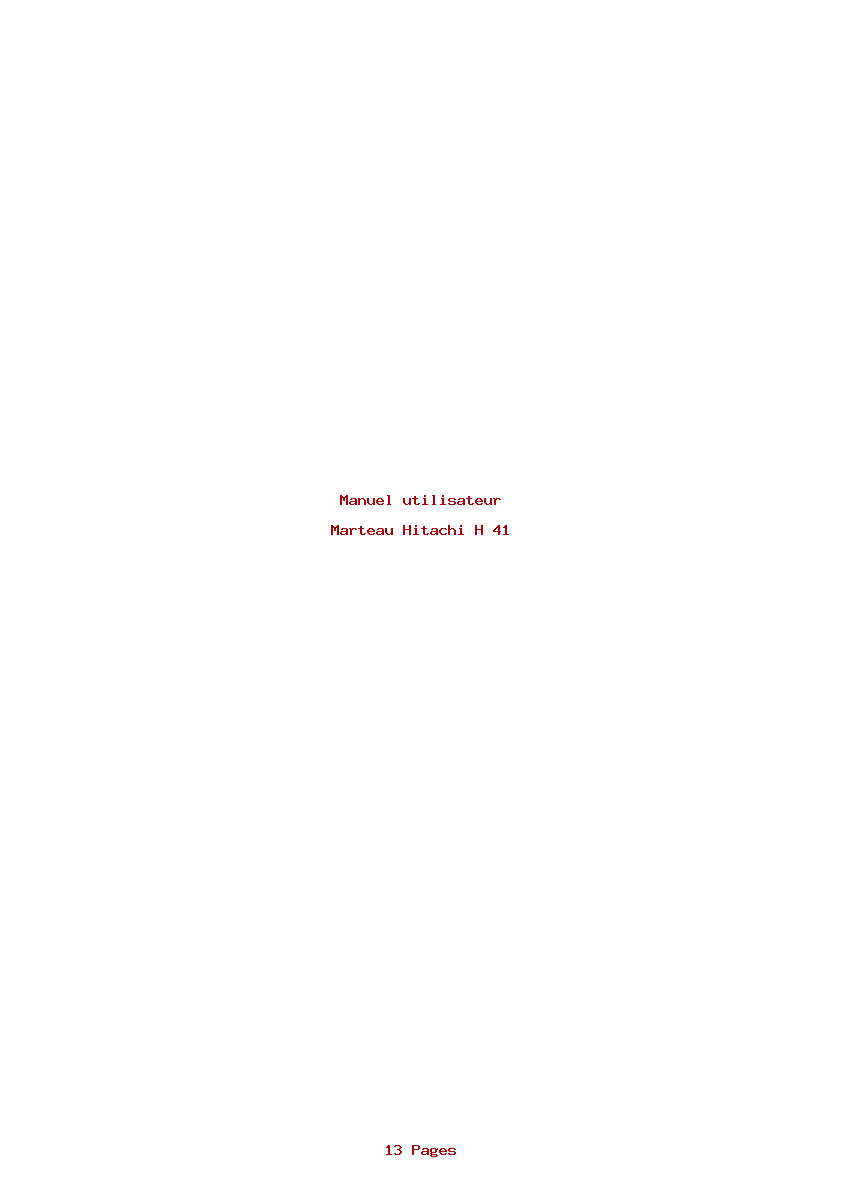 Page 1 de la notice Manuel utilisateur Hitachi H 41