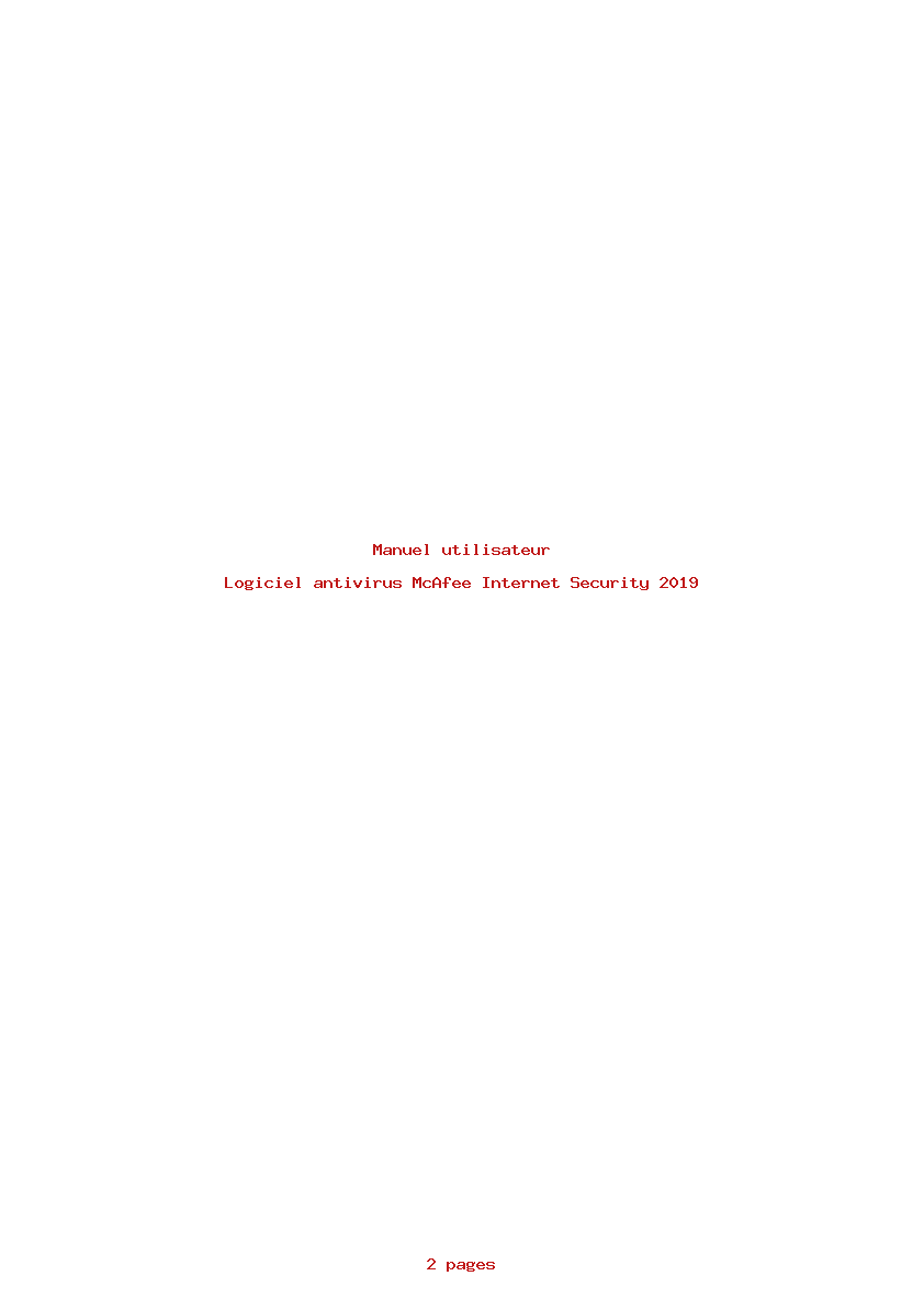 Page 1 de la notice Manuel utilisateur McAfee Internet Security 2019