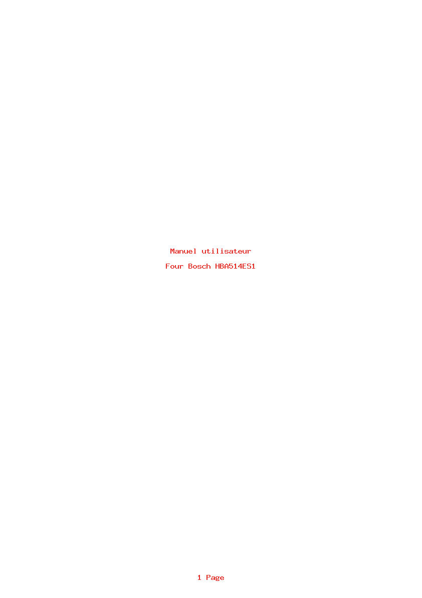 Page 1 de la notice Manuel utilisateur Bosch HBA514ES1