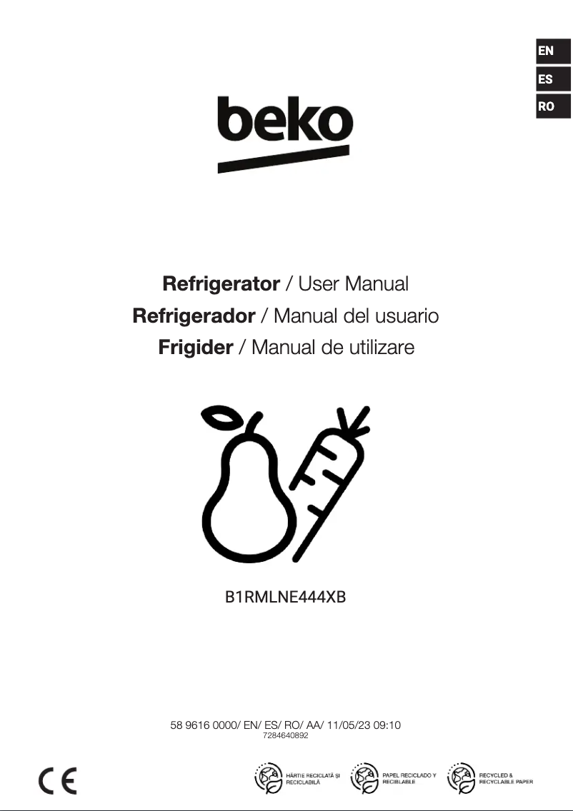 Page 1 de la notice Manuel utilisateur Beko B1RMLNE444XB