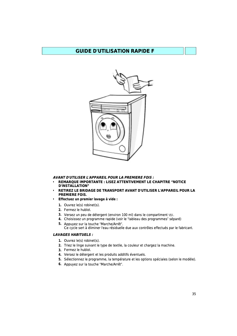 Page 1 de la notice Manuel utilisateur Ignis AWP 202