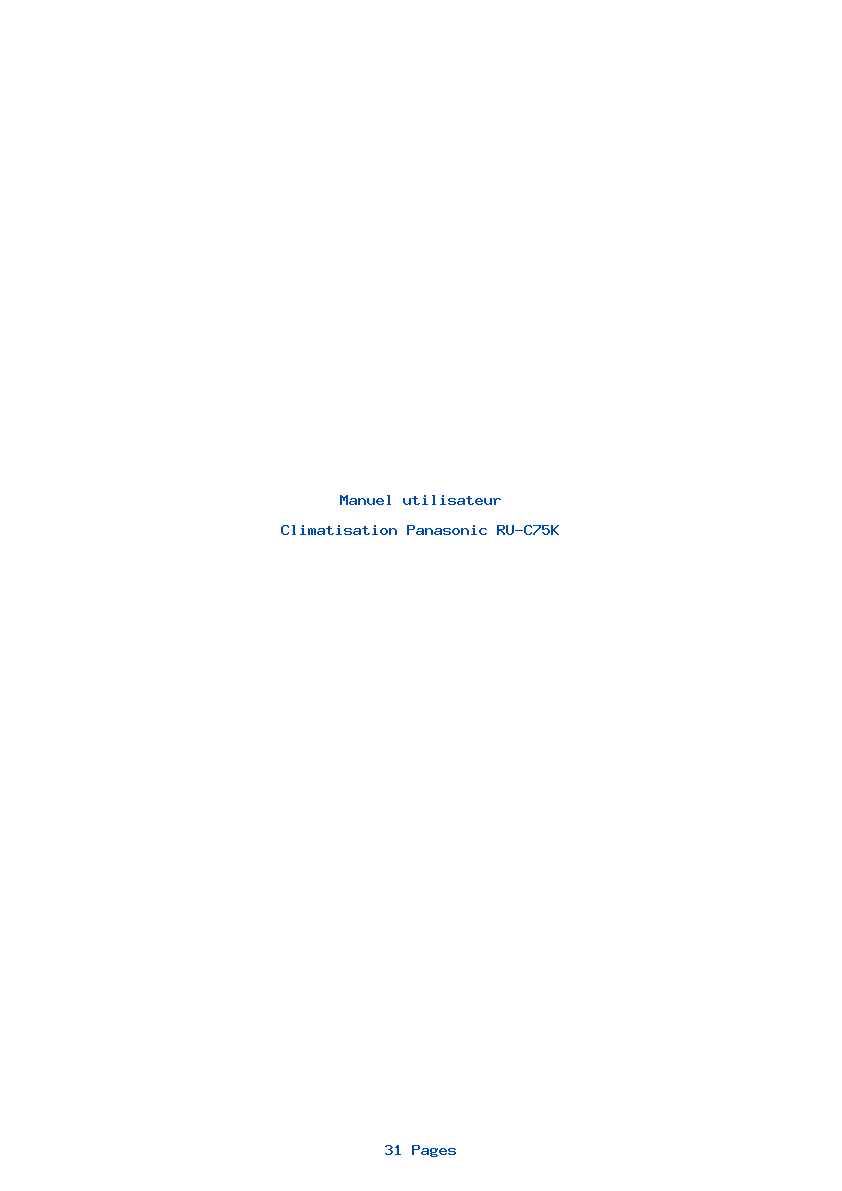 Page 1 de la notice Manuel utilisateur Panasonic RU-C75K