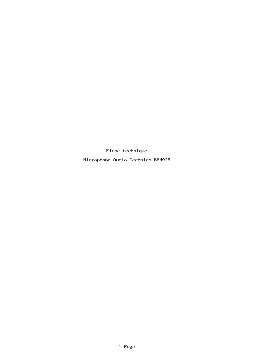Page 1 de la notice Fiche technique Audio-Technica BP4029