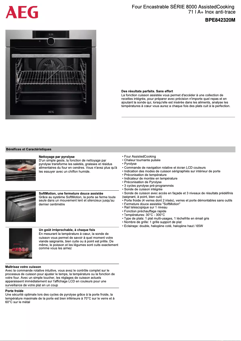Page 1 de la notice Fiche technique AEG BPE842320M