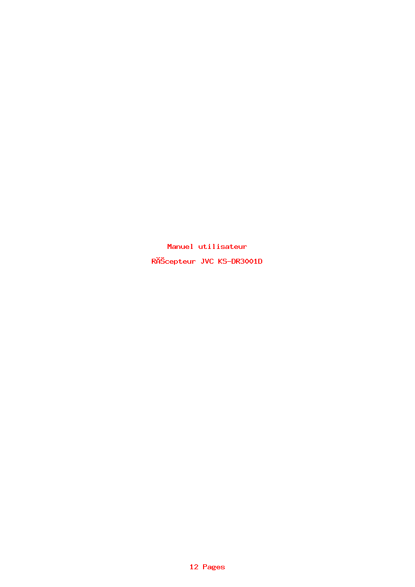 Page 1 de la notice Manuel utilisateur JVC KS-DR3001D