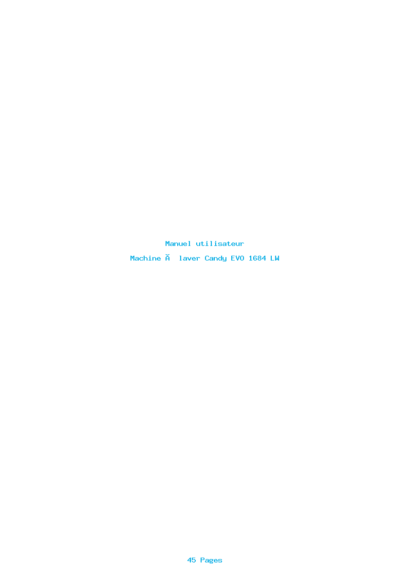 Page 1 de la notice Manuel utilisateur Candy EVO 1684 LW