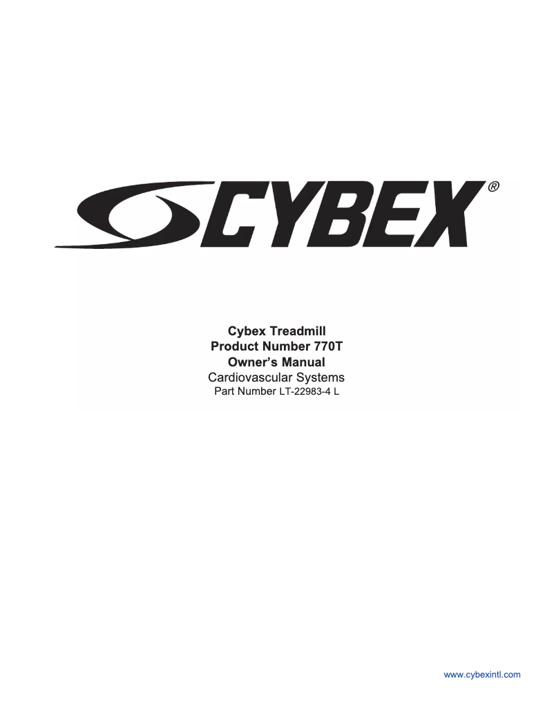 Page 1 de la notice Manuel utilisateur Cybex 770T