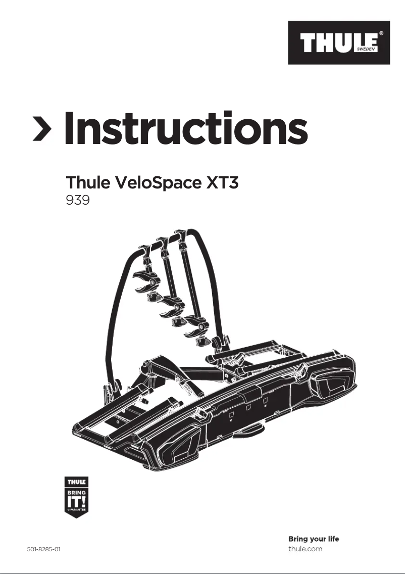 Page 1 of the manual User Manual Thule VeloSpace XT 939 (2018)