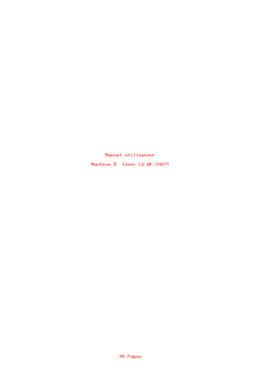 Page 1 de la notice Manuel utilisateur LG WF-2407T