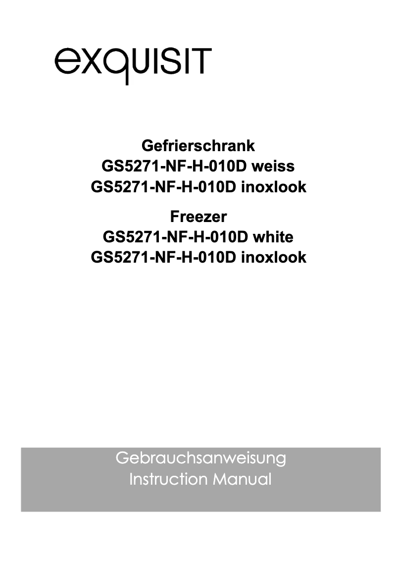 Page 1 de la notice Manuel utilisateur Exquisit GS5271-NF-H-010D