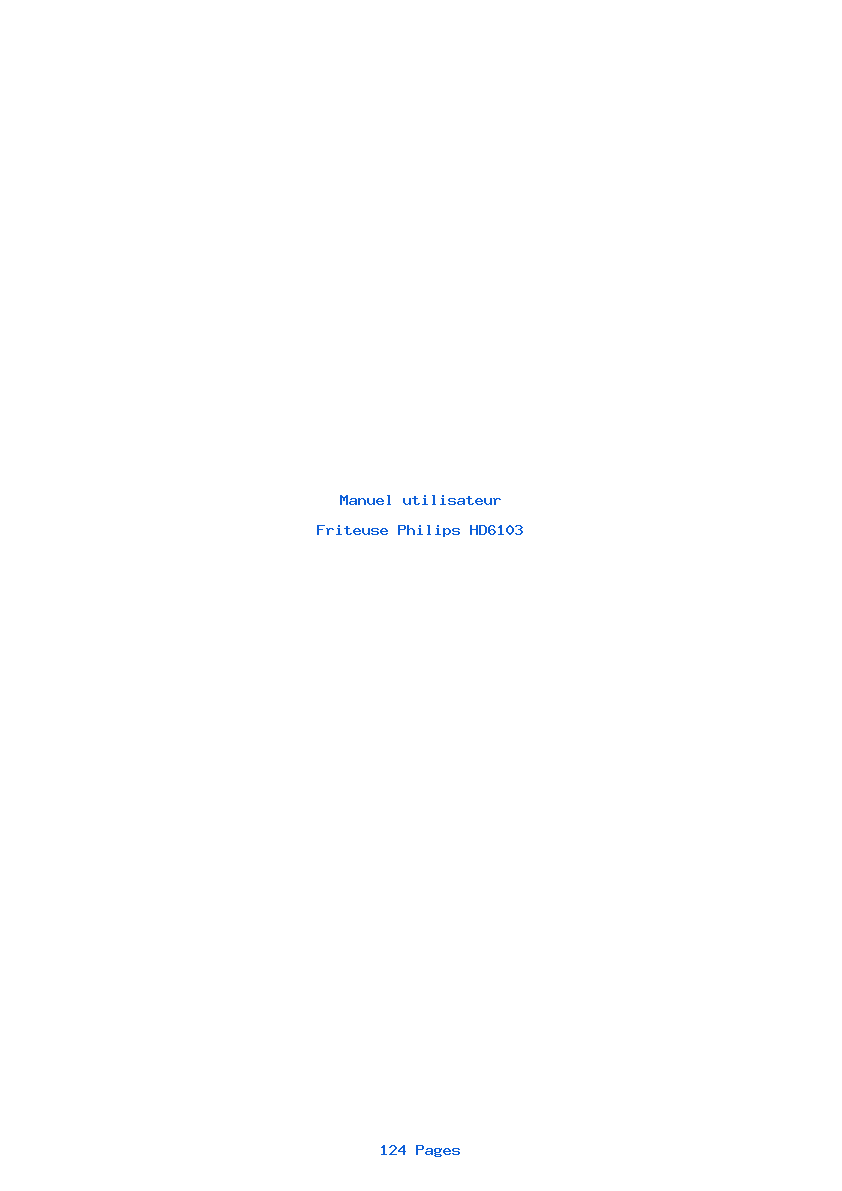 Page 1 de la notice Manuel utilisateur Philips HD6103