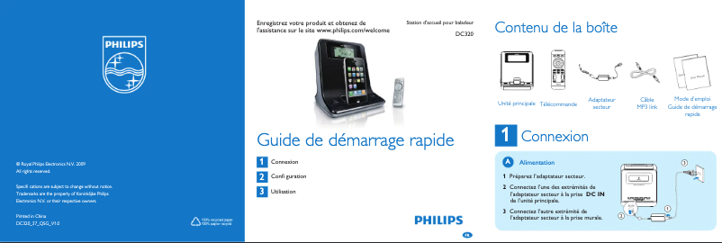 Page n°1 - Guide de démarrage rapide Philips DC320