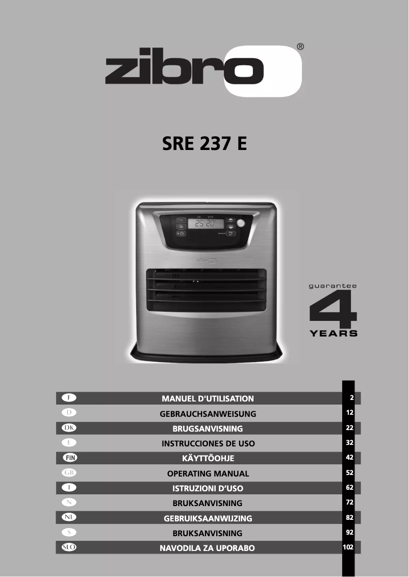 Page 1 de la notice Manuel utilisateur Zibro Kamin SRE 237 E