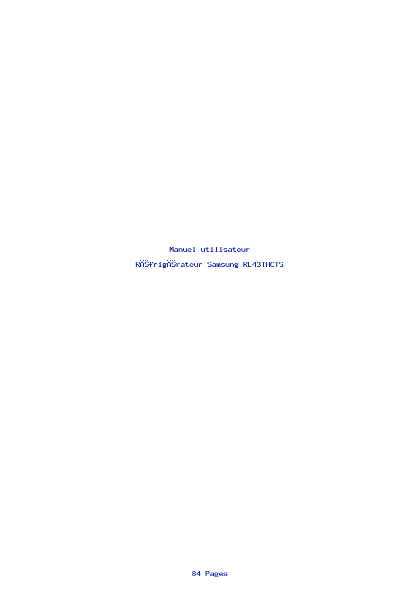 Page 1 de la notice Manuel utilisateur Samsung RL43THCTS
