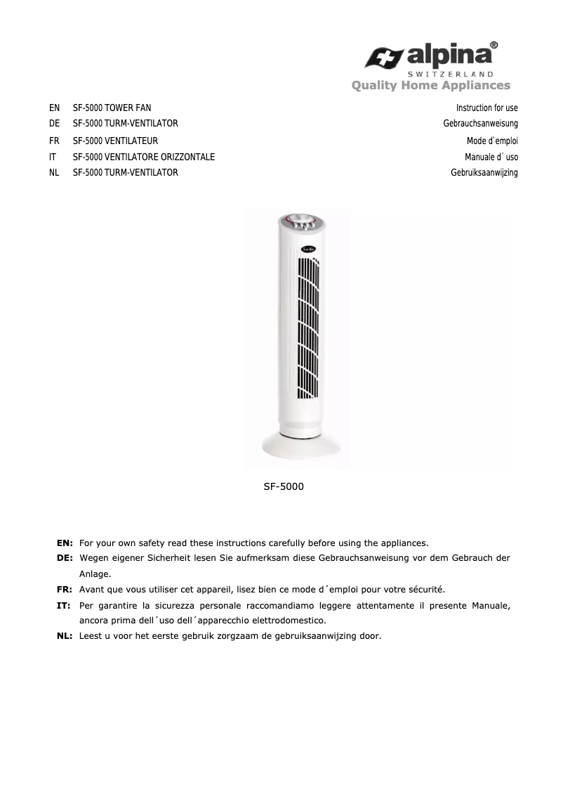 Página 1 del manual Manual de usuario Alpina SF 5000 Breeze