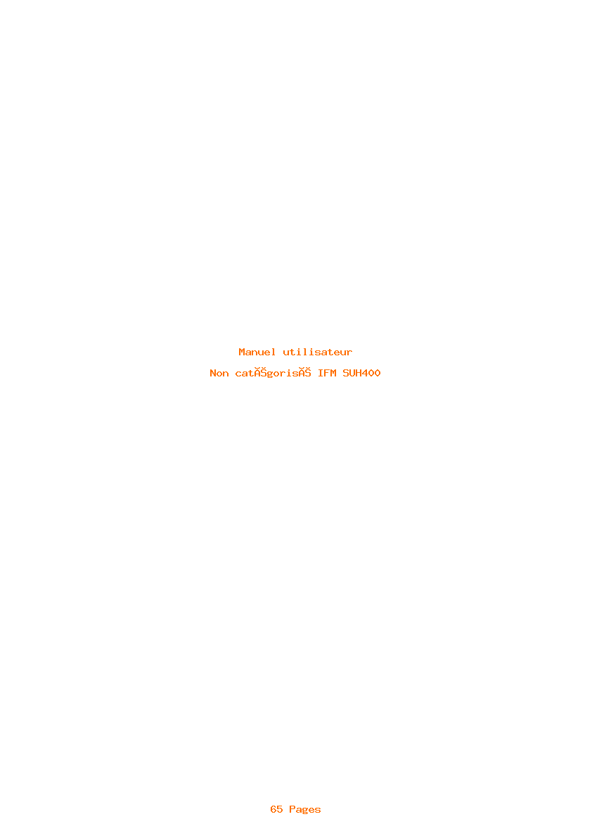 Page 1 de la notice Manuel utilisateur IFM SUH400
