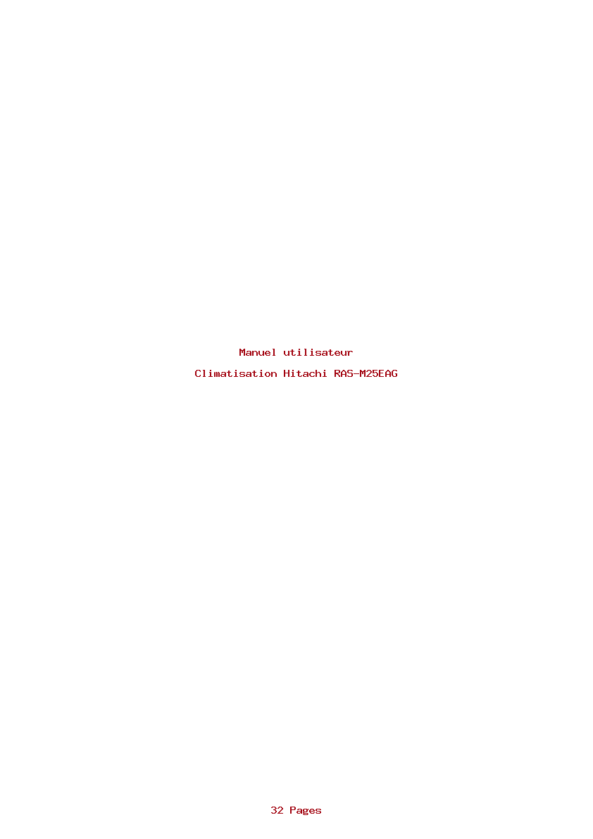 Page 1 de la notice Manuel utilisateur Hitachi RAS-M25EAG