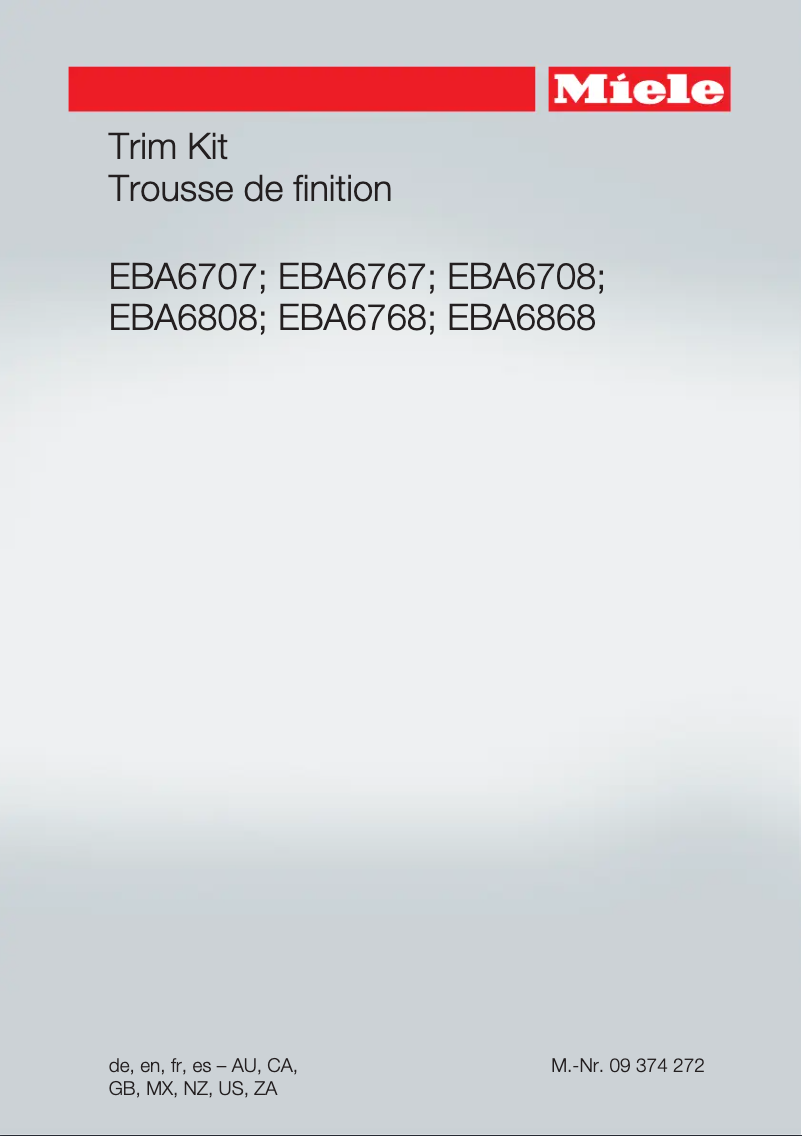 Page 1 de la notice Guide d'installation Miele EBA6767