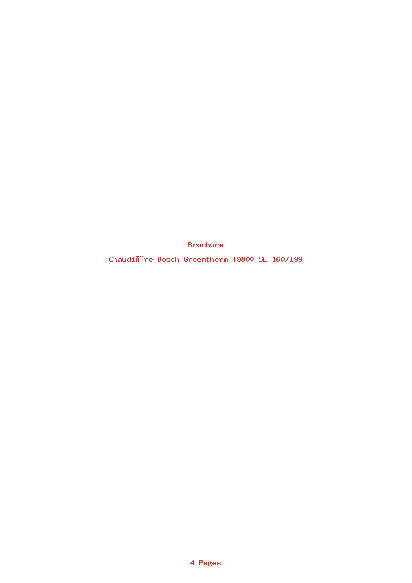 Page 1 de la notice Brochure Bosch Greentherm T9800 SE 160/199
